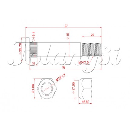 Болт ступиці передньої, для навантажувача Komatsu FG15-18T20, FD15-18T-20 № 37A-1SB-5010, 37A1SB5010