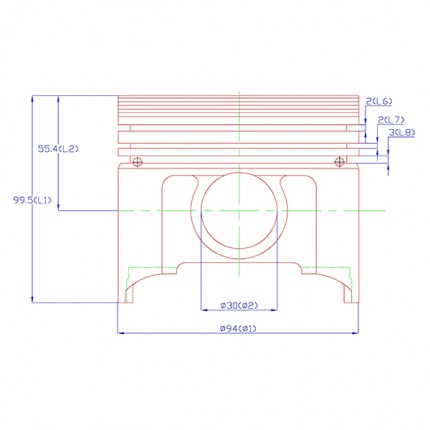 Поршень + палець для двигуна Yanmar 4D94LE, STD, №YM129931-22100, YM12993122100