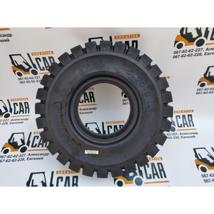 Шина супереластична, гусматік (цільноліта) для вилкових навантажувачів, 5.00-8 (5.00х8), виробництва Katochi