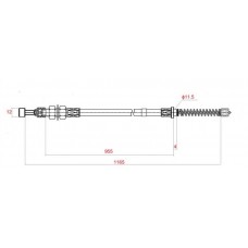 Трос ручного тормоза левый, для погрузчика Mitsubishi FD20-25N(F18C), FG20-25N(F17D), FD30-35AN(F14E), FG30-35AN(F13F), № 91E46-00119, 91E4600119