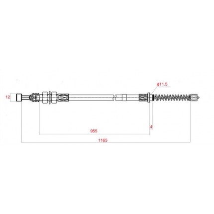 Трос ручного тормоза левый, для погрузчика Mitsubishi FD20-25N(F18C), FG20-25N(F17D), FD30-35AN(F14E), FG30-35AN(F13F), № 91E46-00119, 91E4600119