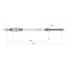Трос ручного тормоза правый, для погрузчика Mitsubishi FD20-25N(F18C), FG20-25N(F17D), FD30-35AN(F14E), FG30-35AN(F13F), № 91E46-00215, 91E4600215