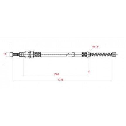 Трос ручного тормоза правый, для погрузчика Mitsubishi FD20-25N(F18C), FG20-25N(F17D), FD30-35AN(F14E), FG30-35AN(F13F), № 91E46-00215, 91E4600215
