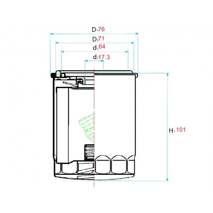 Фільтр масляний, для двигуна Toyota 1DZ-2, 2Z-2, 3Z, 13Z, 14Z, 15Z № 80915-76010-71, 15601-76009-71 0002